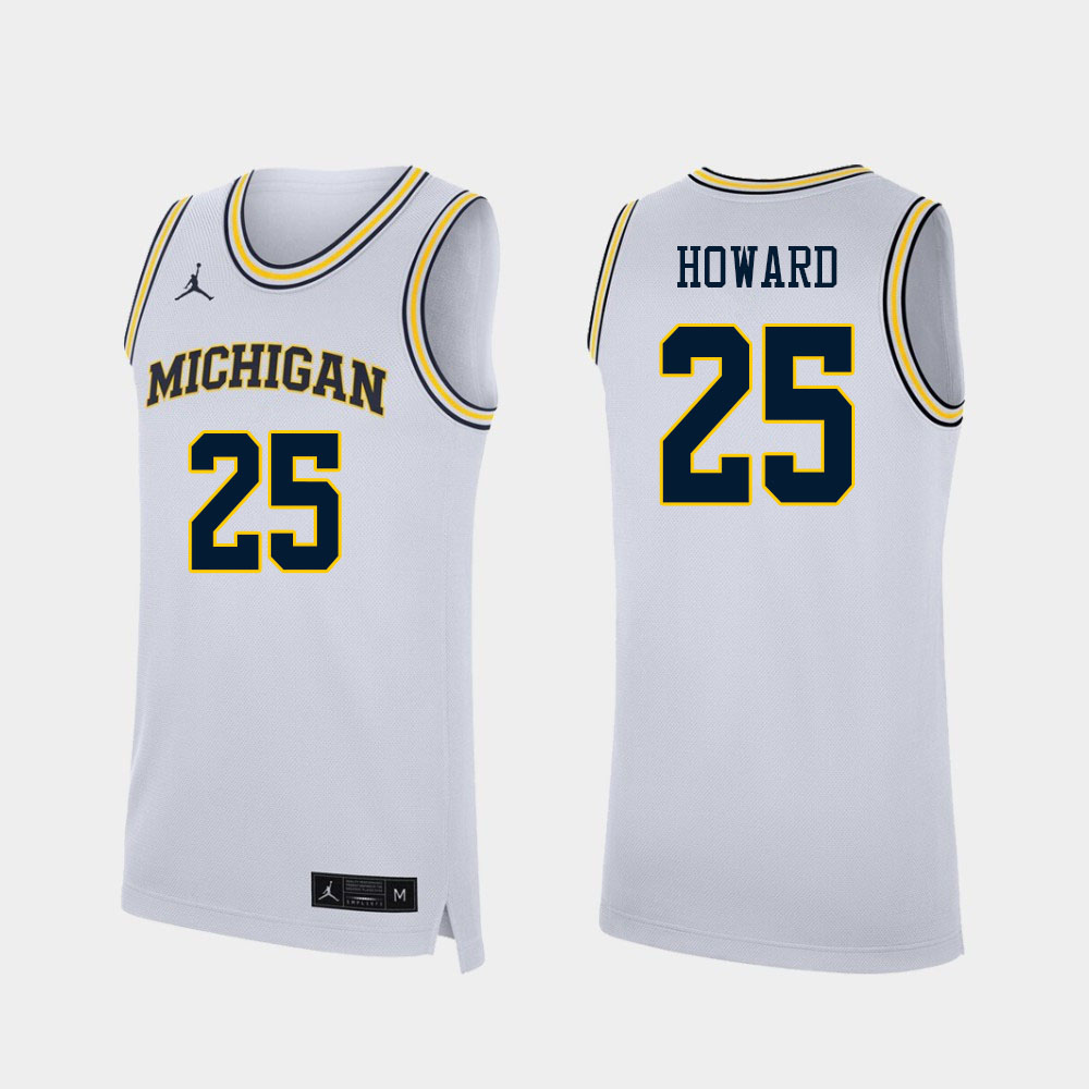 Men #25 Jace Howard Michigan Wolverines College Basketball Jerseys Sale-White - Click Image to Close